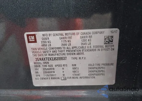 2018 Chevrolet Equinox Lt from USA, damaged, VIN 2GNAXTEX2J6209537